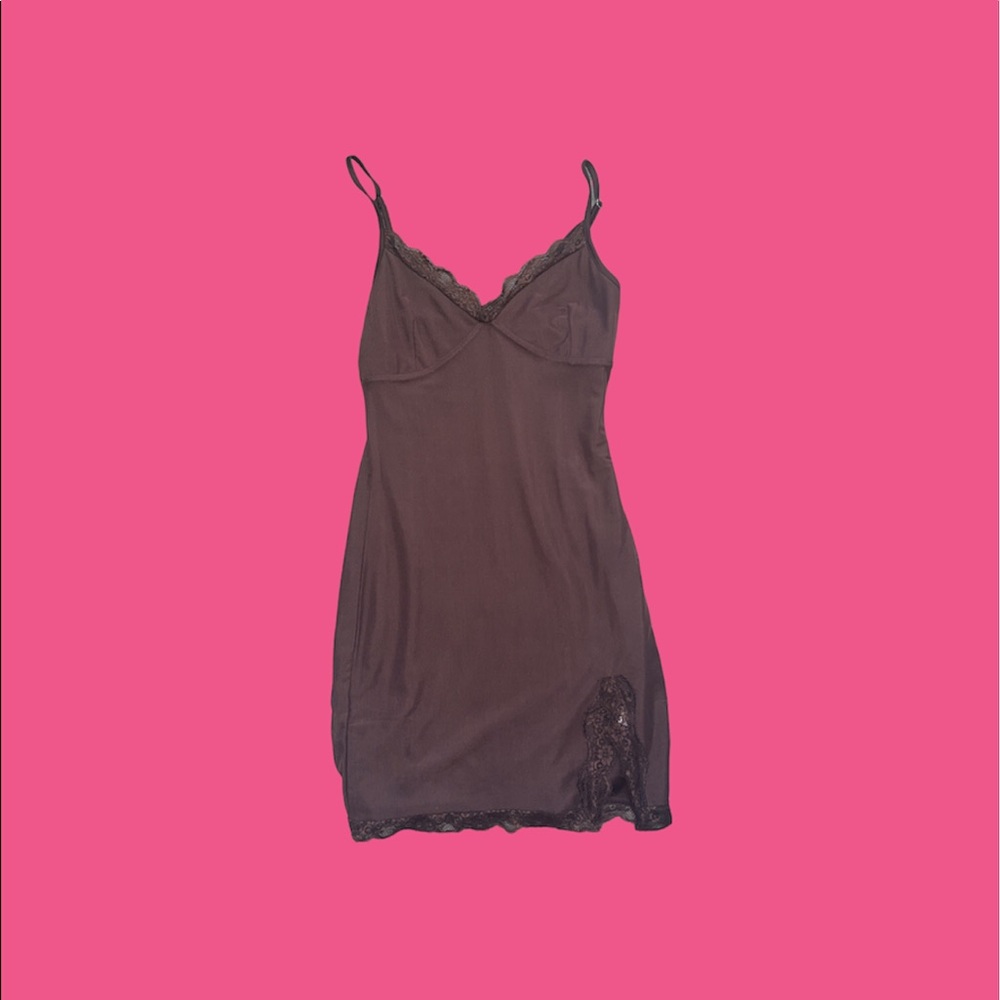 brown mesh slip dress 🍒